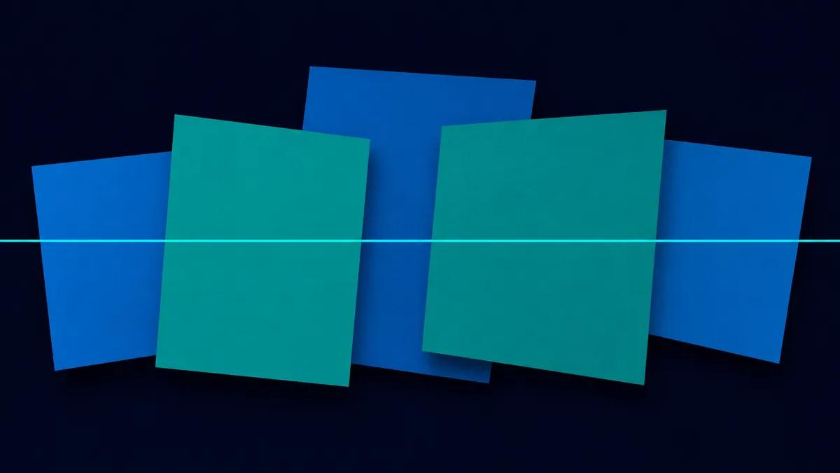 Illustration: overlapping panels arranged like stacked bulletins.