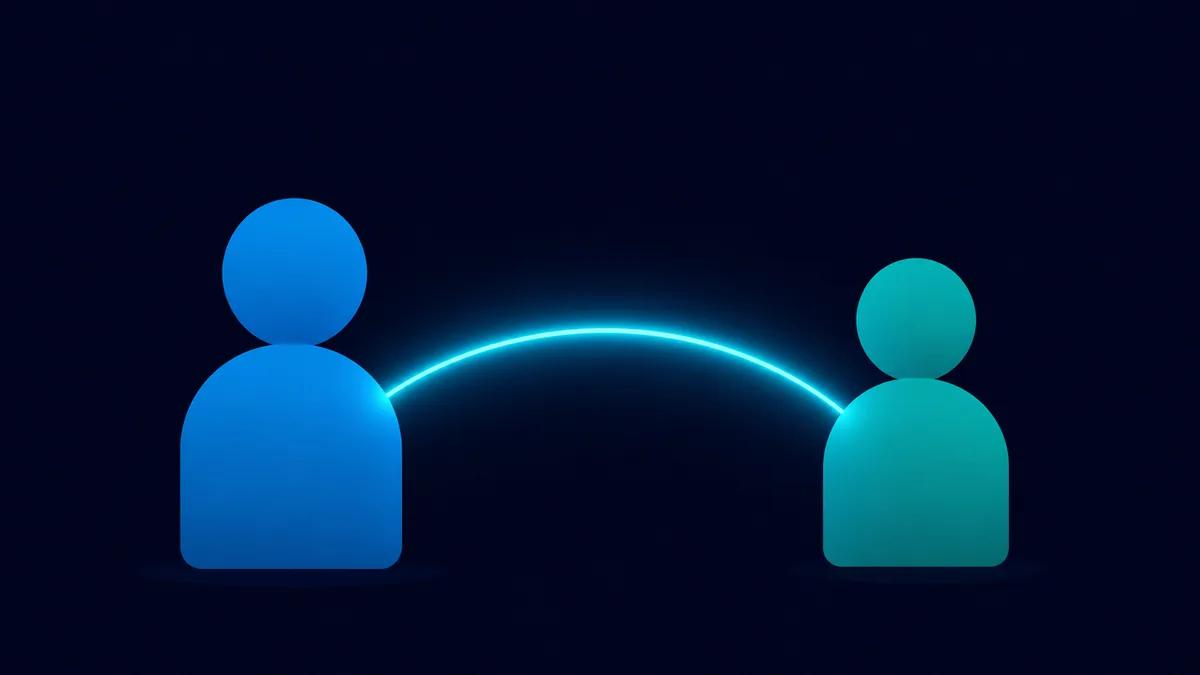 Illustration: a single figure moving along a smooth continuous path.