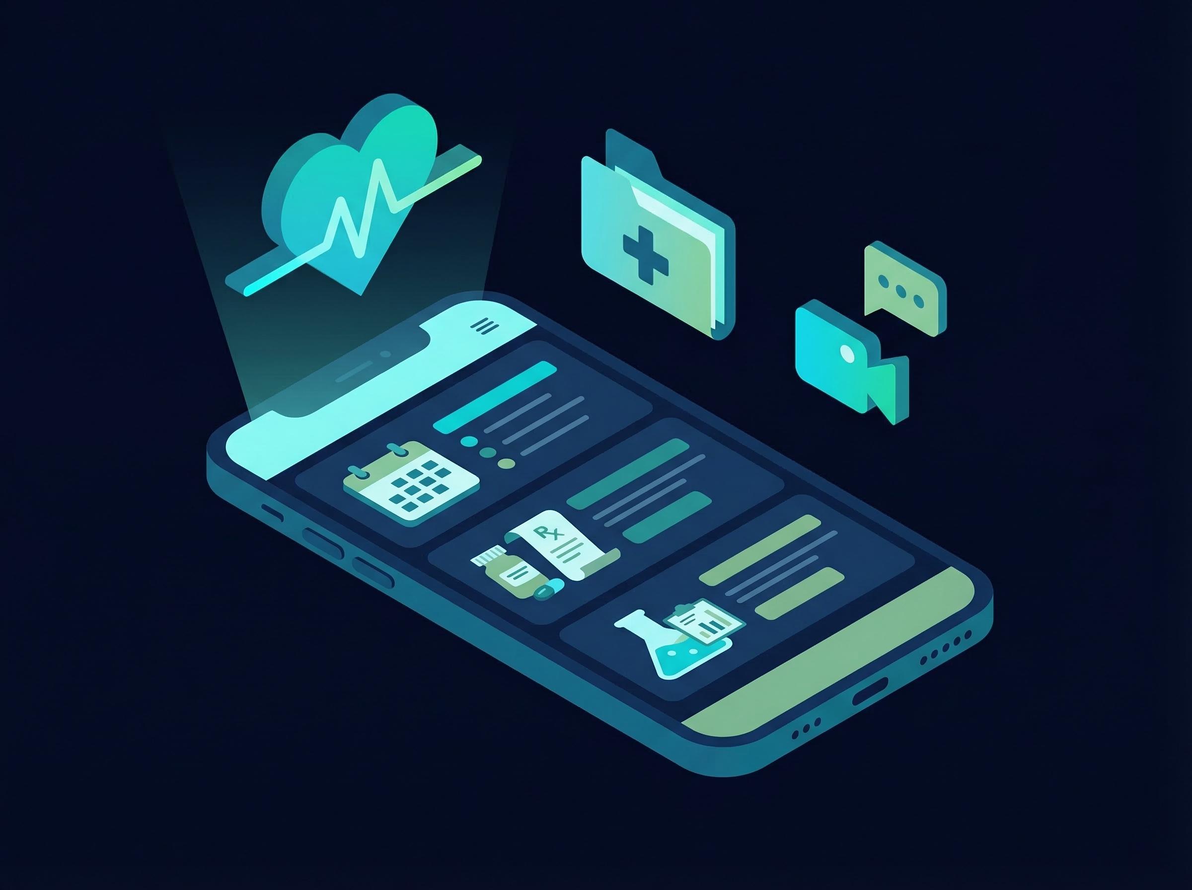 Patient portal mobile app illustration