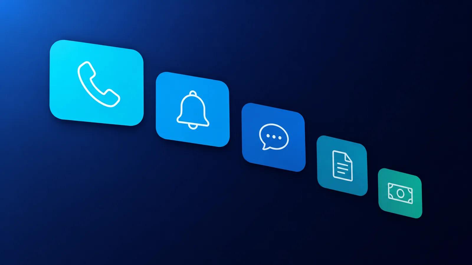 Illustration: five stacked process lines, the top ones glowing brightest to show priority order.